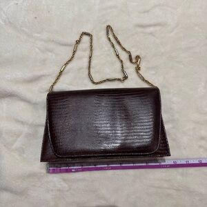 Vintage Faux Alligator Purse, Rich Brown